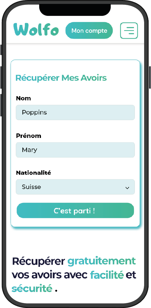 Page d'atterrissage de l'entreprise Wolfo version mobile