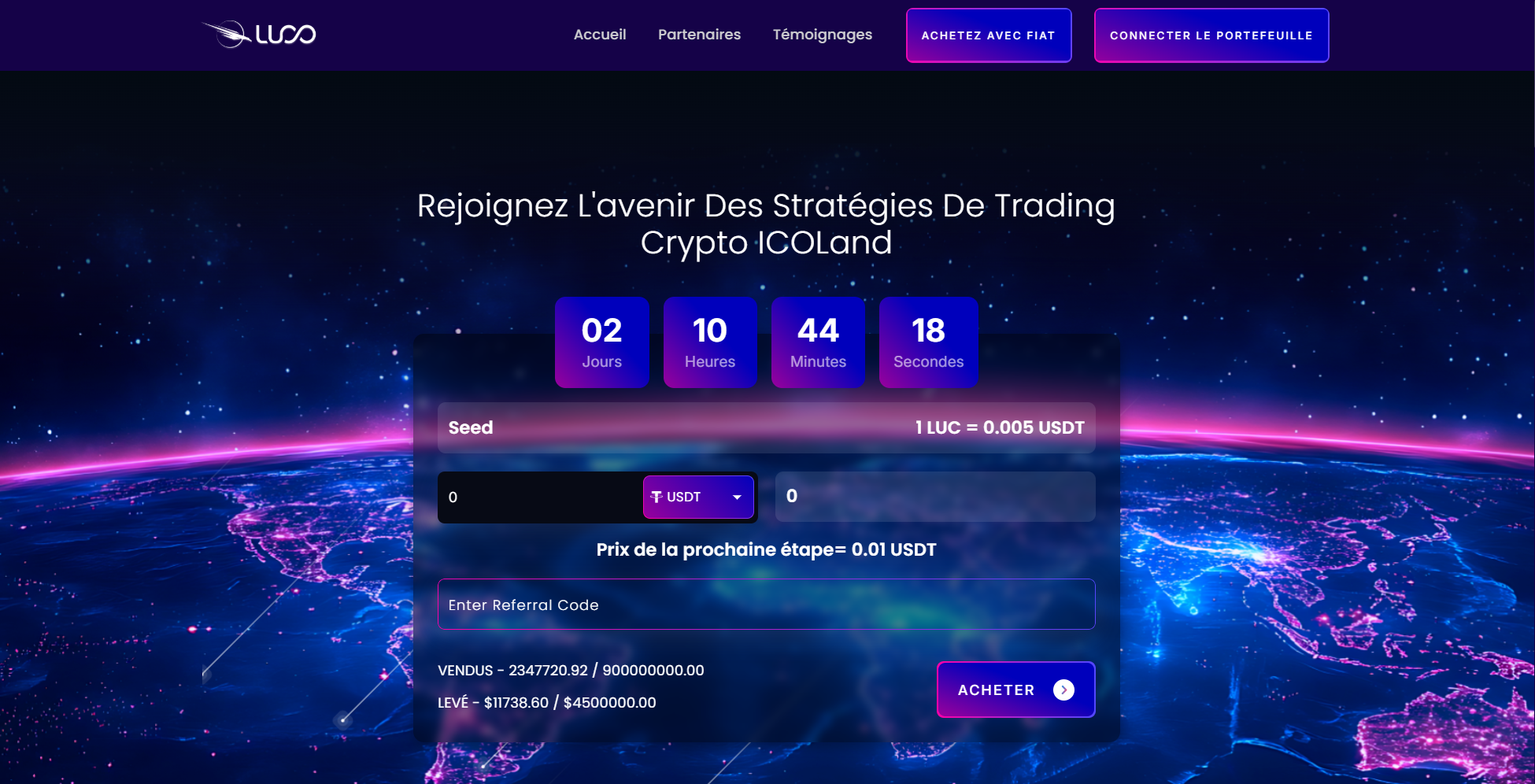 Image représentant le compte à rebours pour le lancement de la prévente du Token LUCO